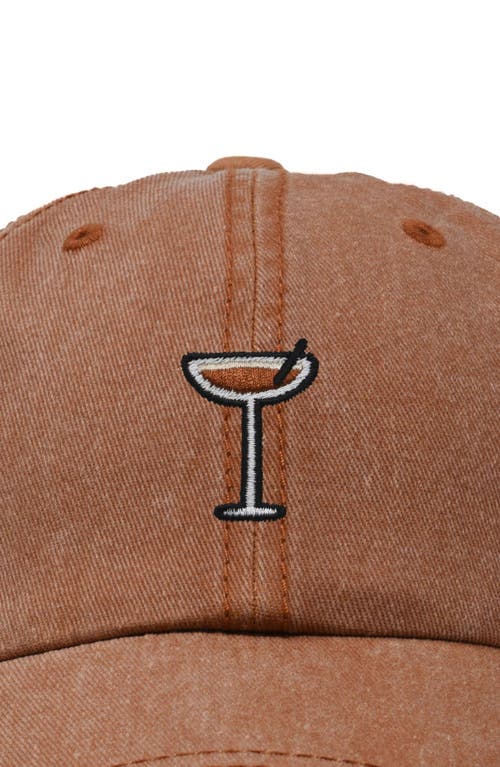Dalix Espresso Martini Embroidered Hat In Washed Orange