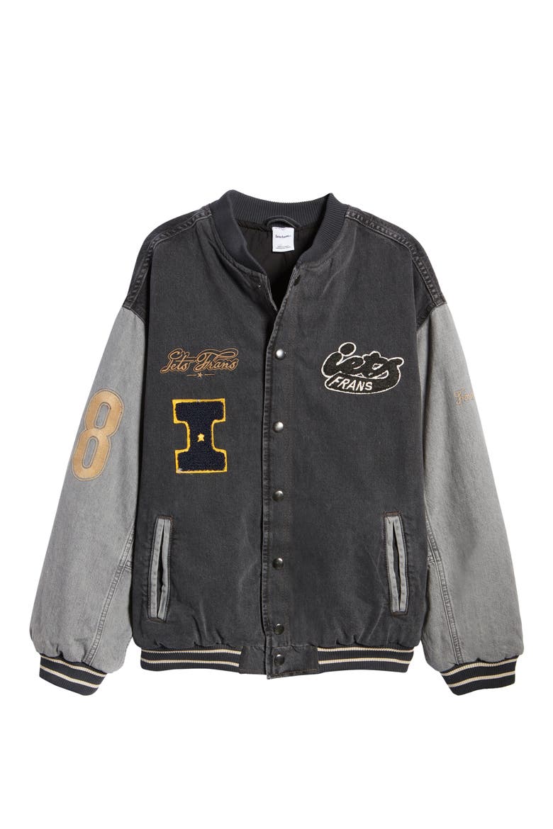 Casual Varsity Jacket, Alternate, color, BLACK
