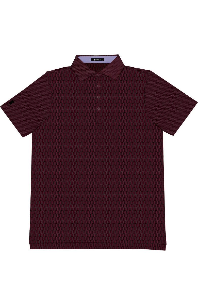 Castle Golf Print Performance Polo Shirt, Main, color, Burgundy