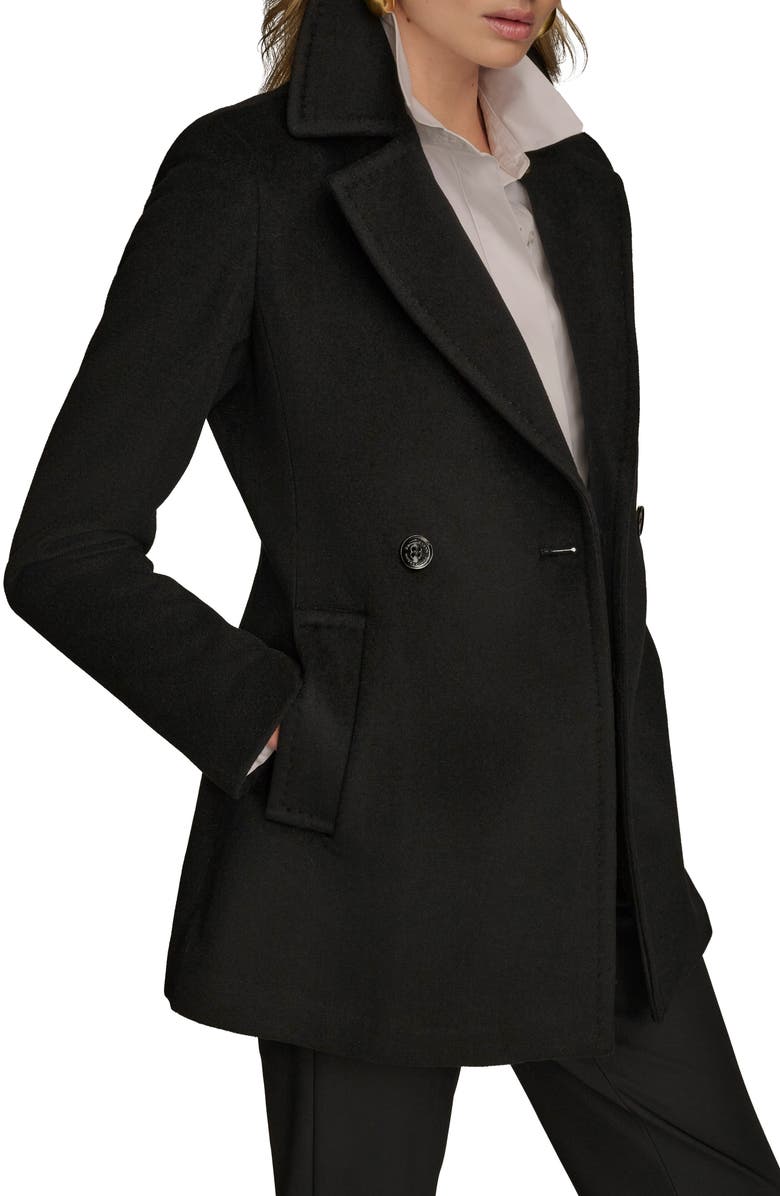 Donna Karan New York Double Breasted Blazer Coat, Alternate, color, Black