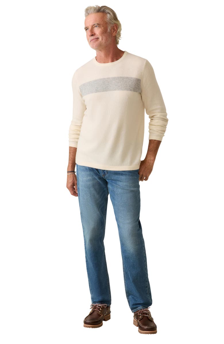Faherty Cashmere Stripe Crewneck Sweater, Alternate, color, Coastal Cream