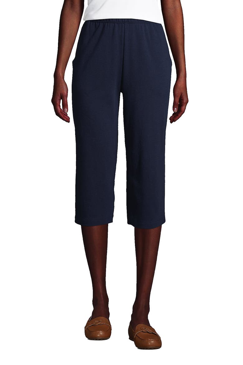 Sport Knit High Rise Elastic Waist Capri Pants, Main, color, Radiant Navy