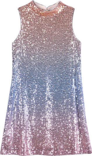 Rainbow Glittered Crystal Sequin Dress - top Gradient Glittered Crystal Sequin Dress for Her - Women's Gradient Glittered Sequin Crystal Dress