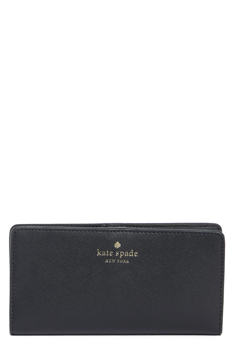 large slim saffiano leather bifold wallet, Main, color, BLACK