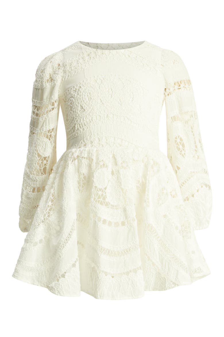 Kids' Margot Miley Long Sleeve Cotton Lace Party Dress, Main, color, ORCHID WHITE