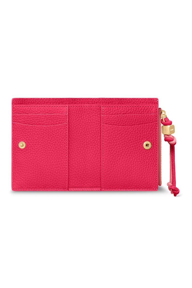 Small Leather Bifold Wallet, Alternate, color, Candy Fuchsia