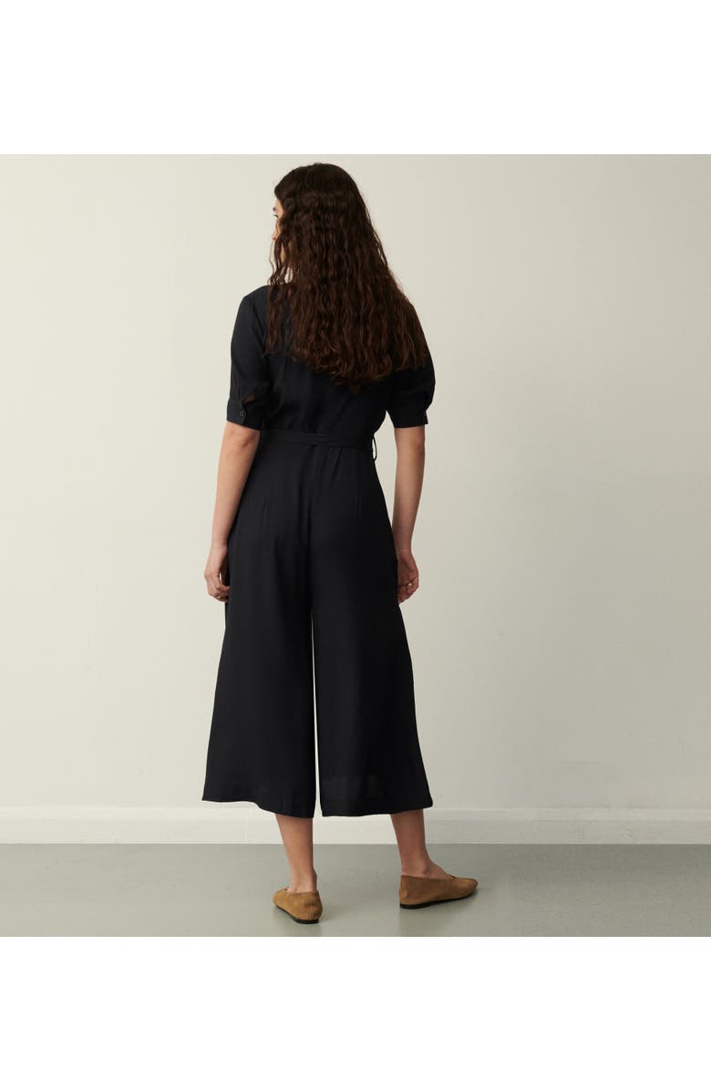 Finery London Floralie Wide Leg Cropped Jumpsuit, Alternate, color, Black