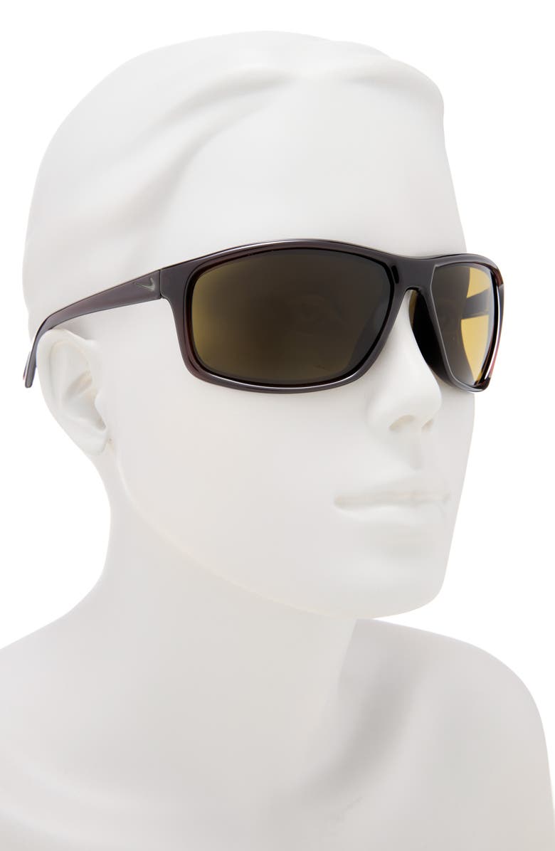Nike Adrenaline 66mm Rectangular Sunglasses, Alternate, color, Brown