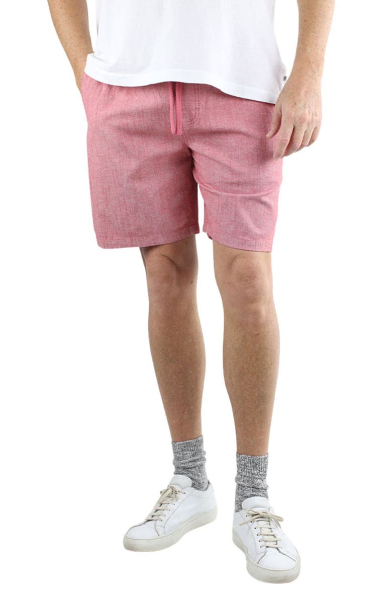 Stretch Chambray Pull-On Shorts, Main, color, RED