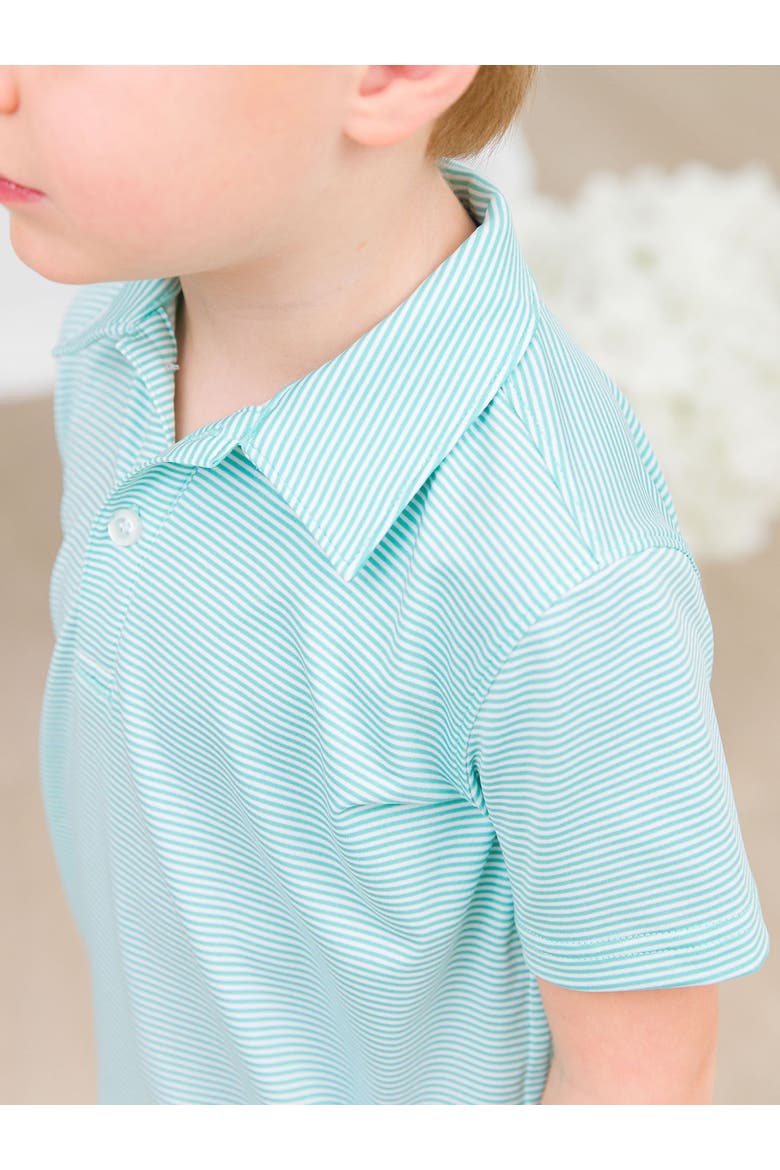 Boys Knit Short Sleeve Performance Polo, Alternate, color, Marine Green Micro Stripe