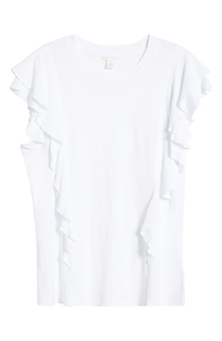 Caslon<sup>®</sup> Cascade Ruffle Cotton Blend Top, Alternate, color, White