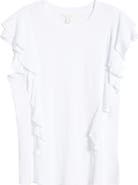 Caslon® Cascade Ruffle Cotton Blend Top