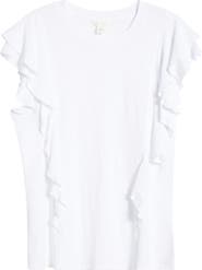 Caslon® Cascade Ruffle Cotton Blend Top