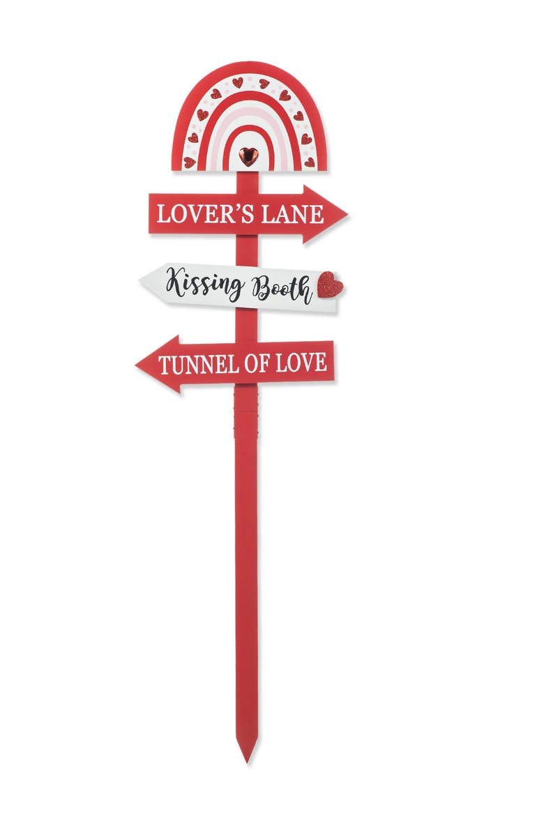 41.75"H Valentine's Wooden Rainbow Word Sign Yard Stake, Main, color, Red