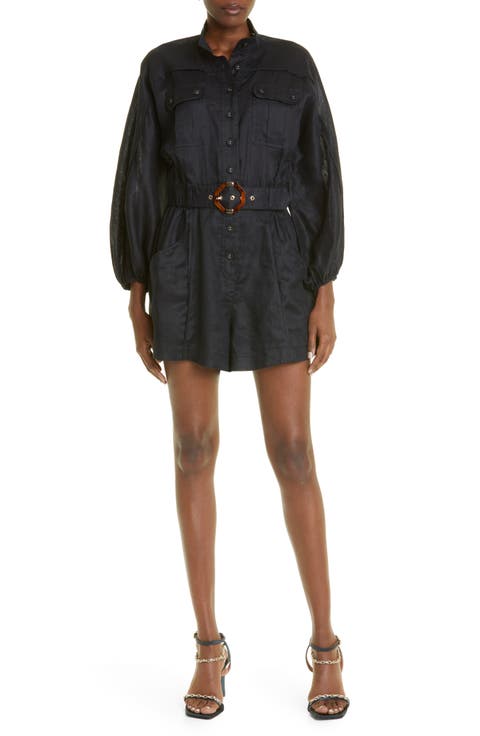 Devi Long Sleeve Linen Romper (Regular & Petite)