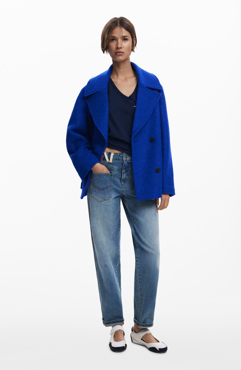Desigual Double Breasted Coat, Alternate, color, Klein Blue