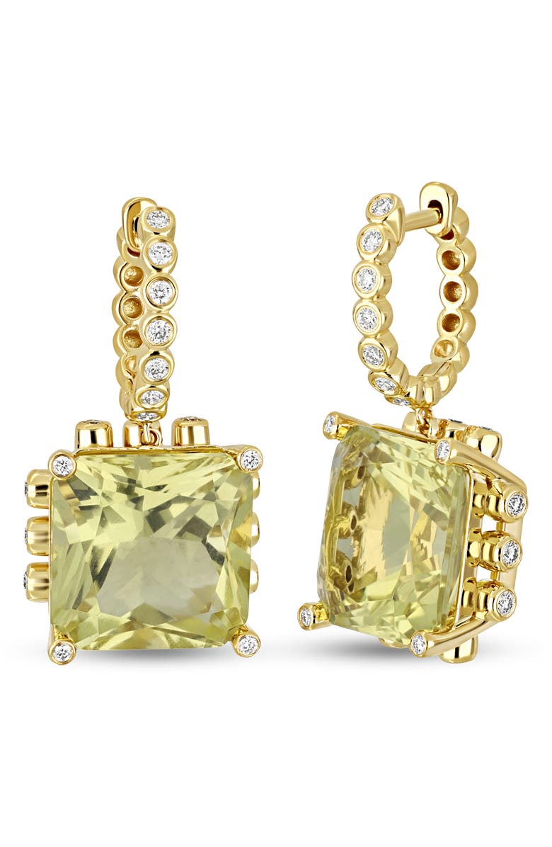 Bony Levy 18K Gold Iris Lemon Quartz & Diamond Drop Earrings, Main, color, Yellow