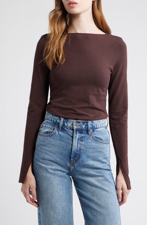 Long Sleeve Scoop Back T-Shirt