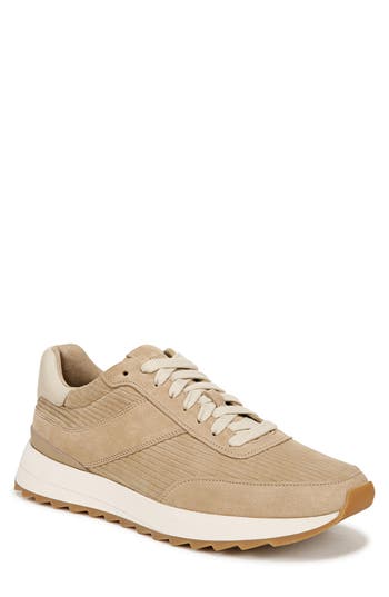 Vince Edric Corduroy Textured Suede Sneaker In Sand Trail