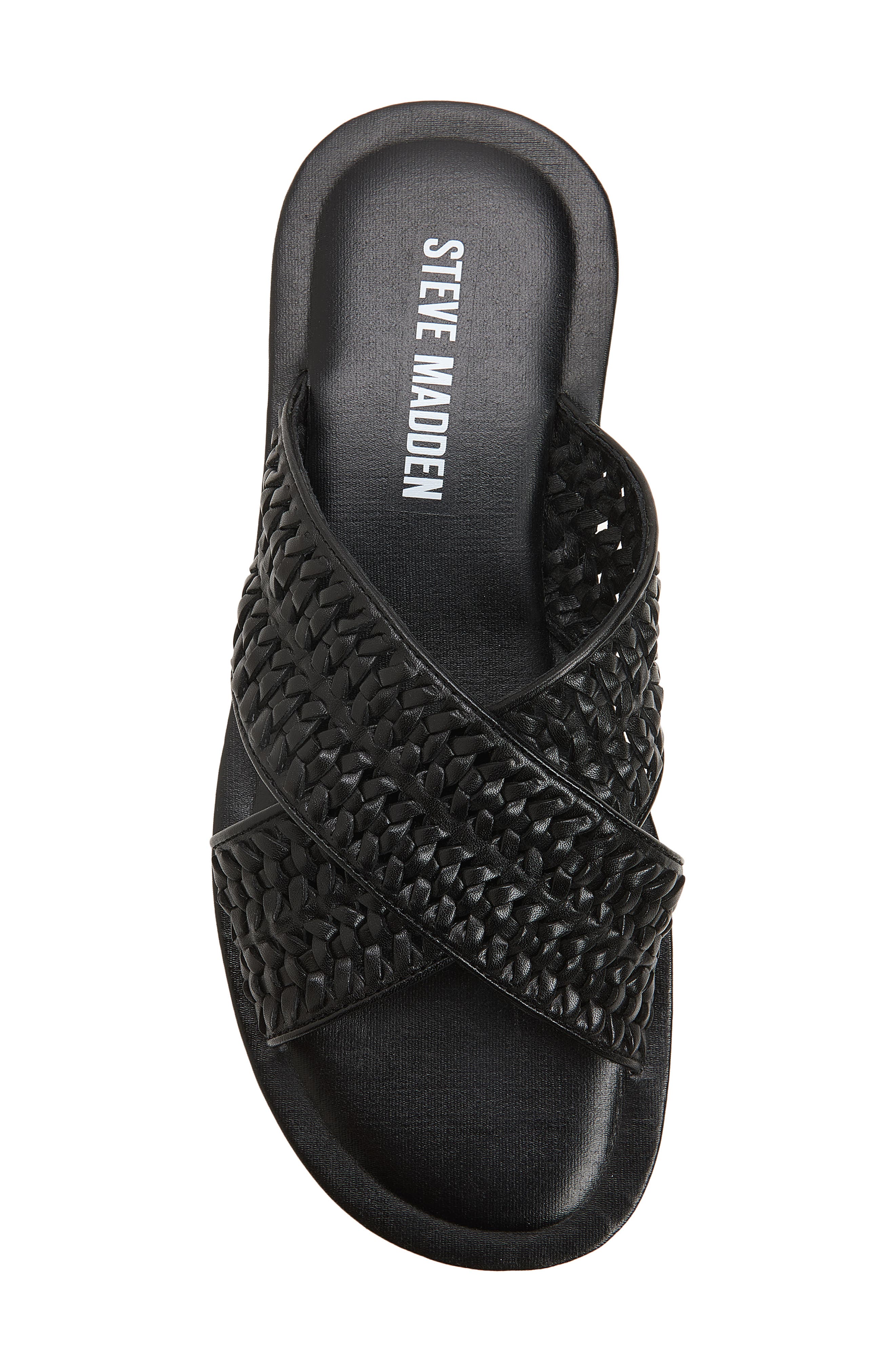 Steve Madden Boweri Woven Strap Slide Sandal, Alternate, color, Black