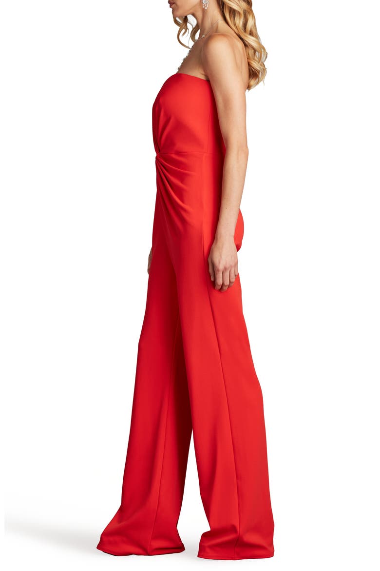 Strapless Front Twist Crepe Jumpsuit, Alternate, color, RED ROSE
