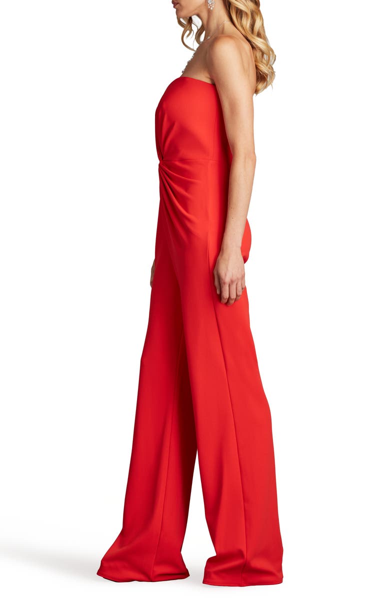 Tadashi Shoji Strapless Front Twist Crepe Jumpsuit, Alternate, color, Red Rose