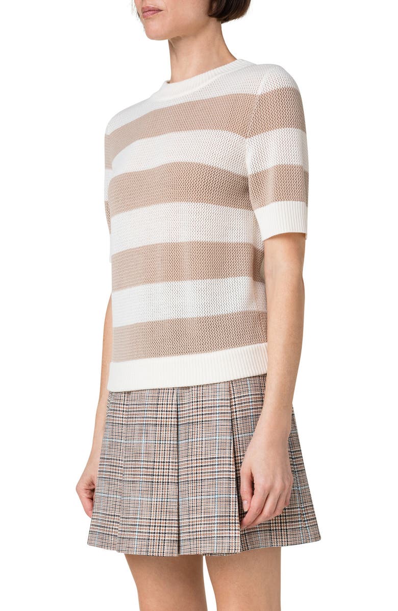 Akris punto Stripe Merino Wool Mesh Sweater, Alternate, color, 