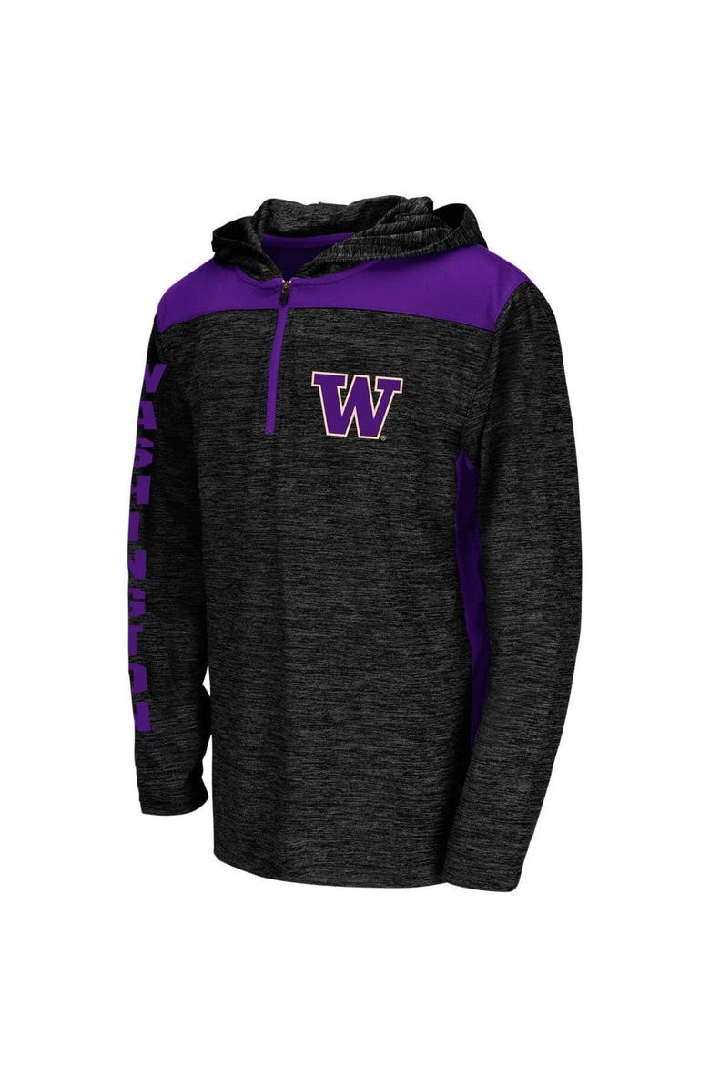 COLOSSEUM Youth Colosseum Heathered Black Washington Huskies Quick Kick Quarter-Zip Hoodie, Main, color,