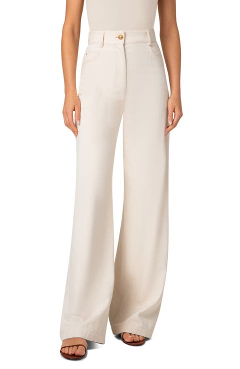 ★KIRSH★ Kirsch High Waist Coated Denim Pants Beige H&M High Waist Wide-Leg Cream Cut-Off Jeans Womens 10 | eBay