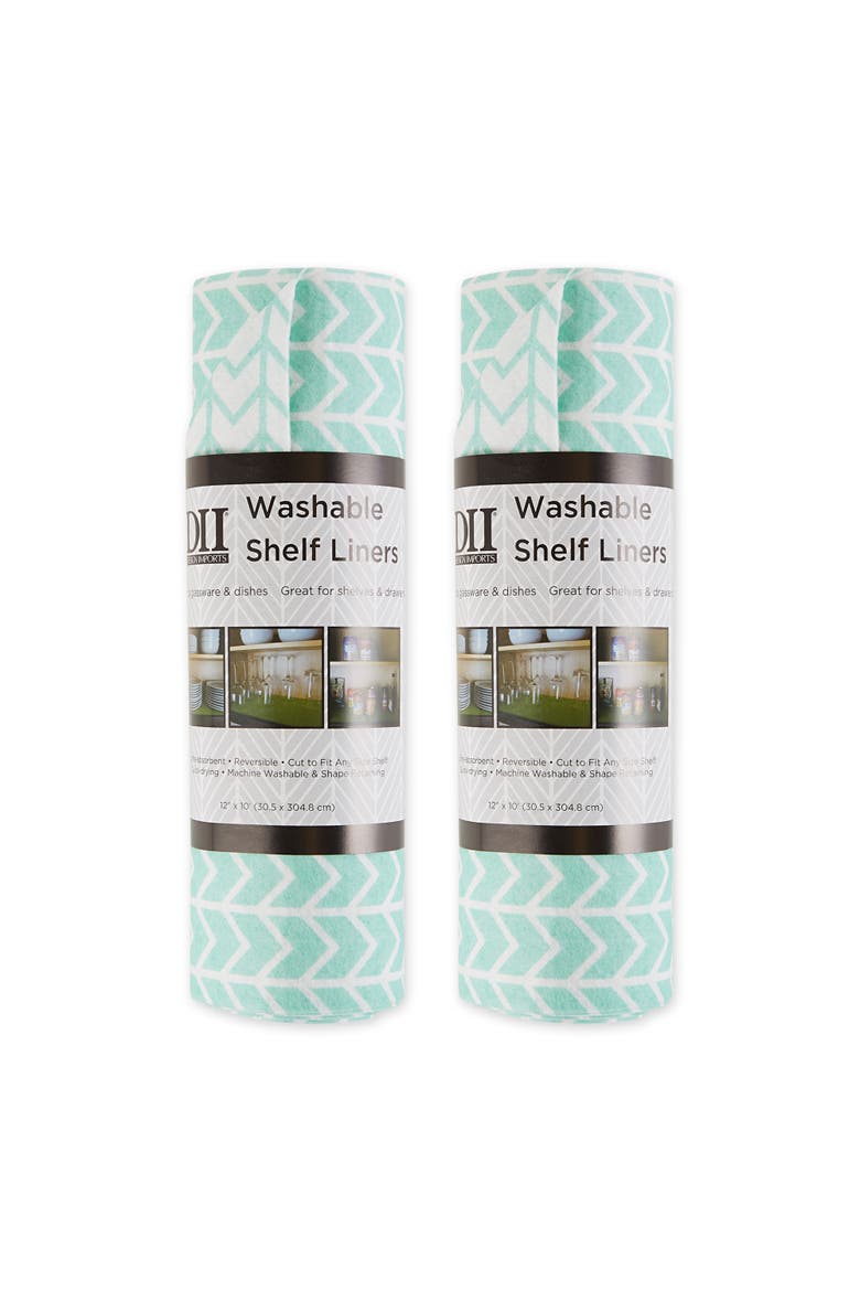 Herringbone Print Reusable Shelf Liner Set/2, Main, color, Bright Aqua