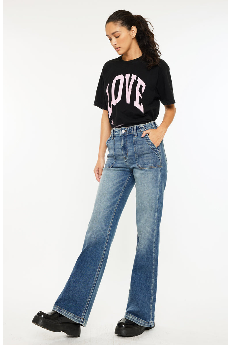 Melody High Rise Wide Flare Jeans, Alternate, color, Medium Wash