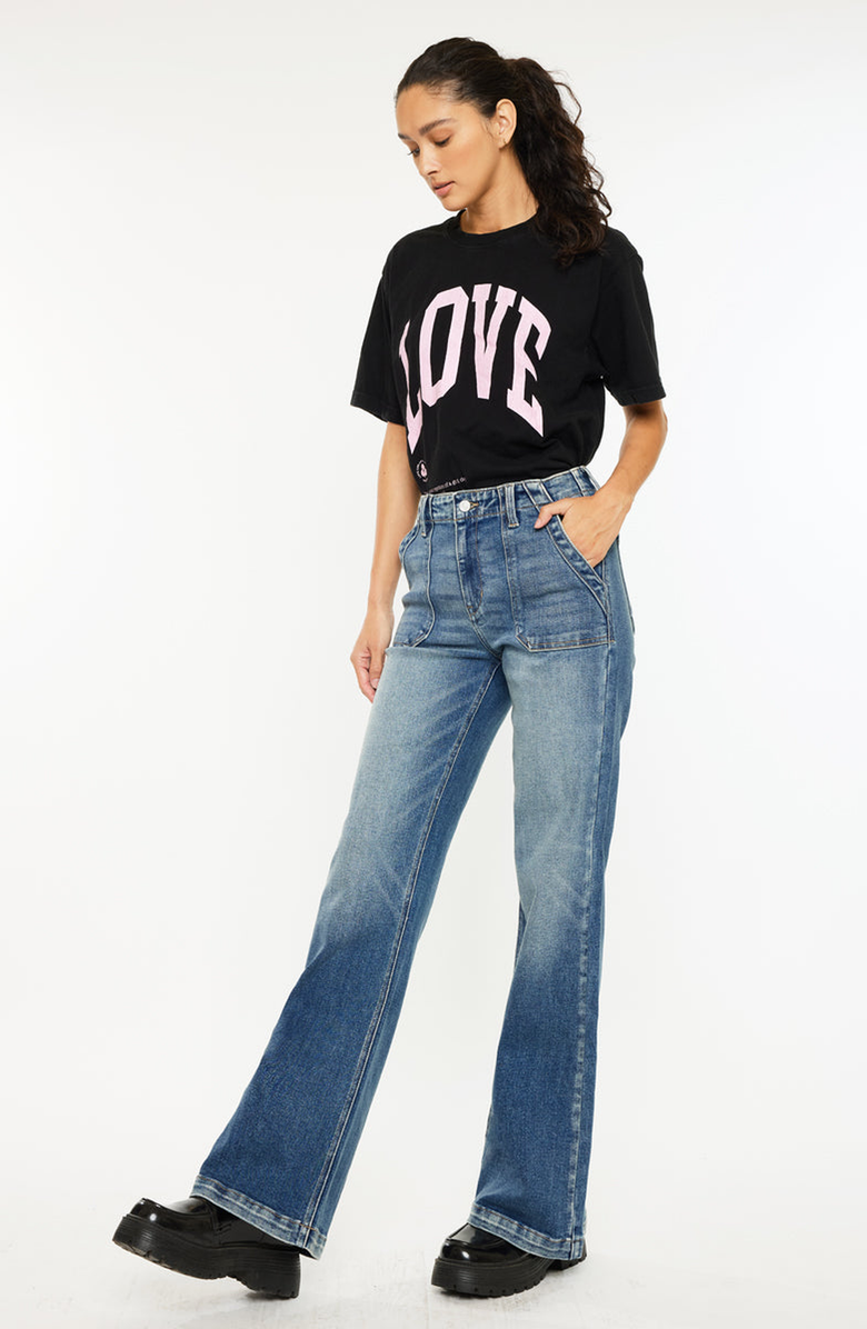 KanCan Melody High Rise Wide Flare Jeans, Alternate, color, Medium Wash