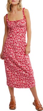 Free People Lucinda Floral Print Midi Dress