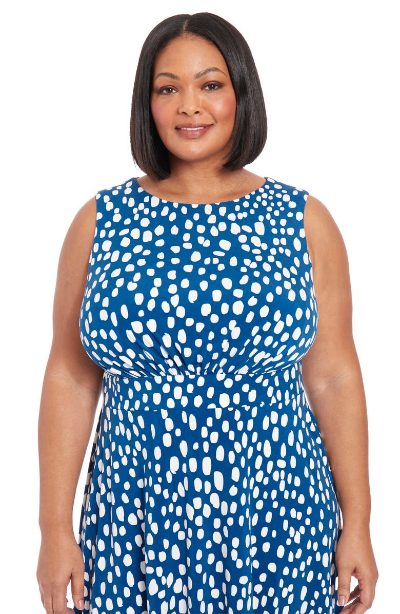 London Times Dot Print Midi Dress, Alternate, color,