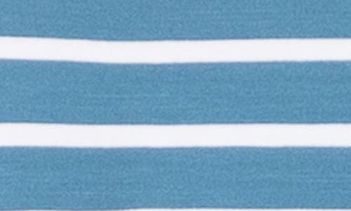 Apny Stripe Side Slit Hoodie In Chambray/white Stripe