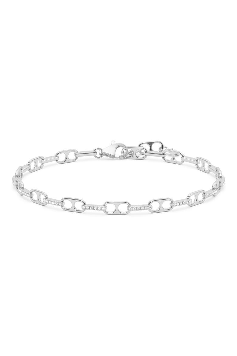 Pavé Link Paperclip Bracelet, Main, color, PURE PLATINUM CLEAR CZ