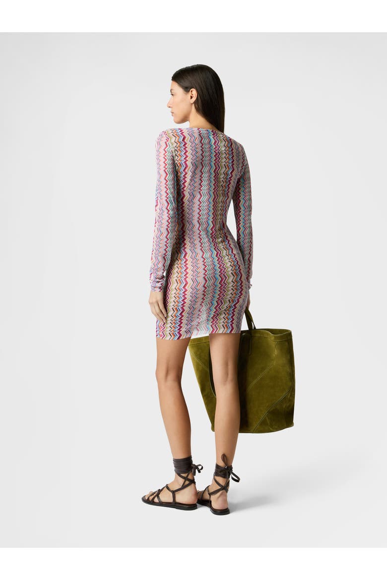 Midi Dress In Zig Zag Printed Tulle, Alternate, color, Multicoloured