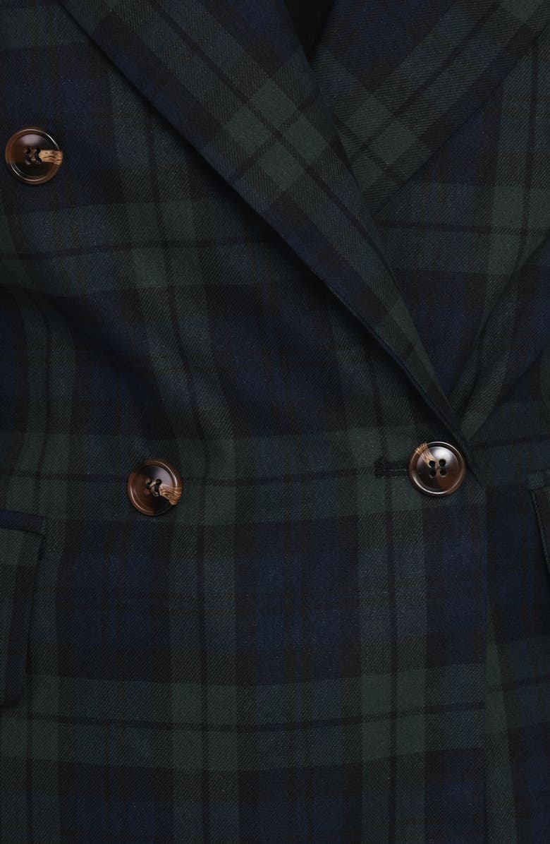 Petal & Pup Juliette Plaid Double Breasted Blazer, Alternate, color, Green Plaid
