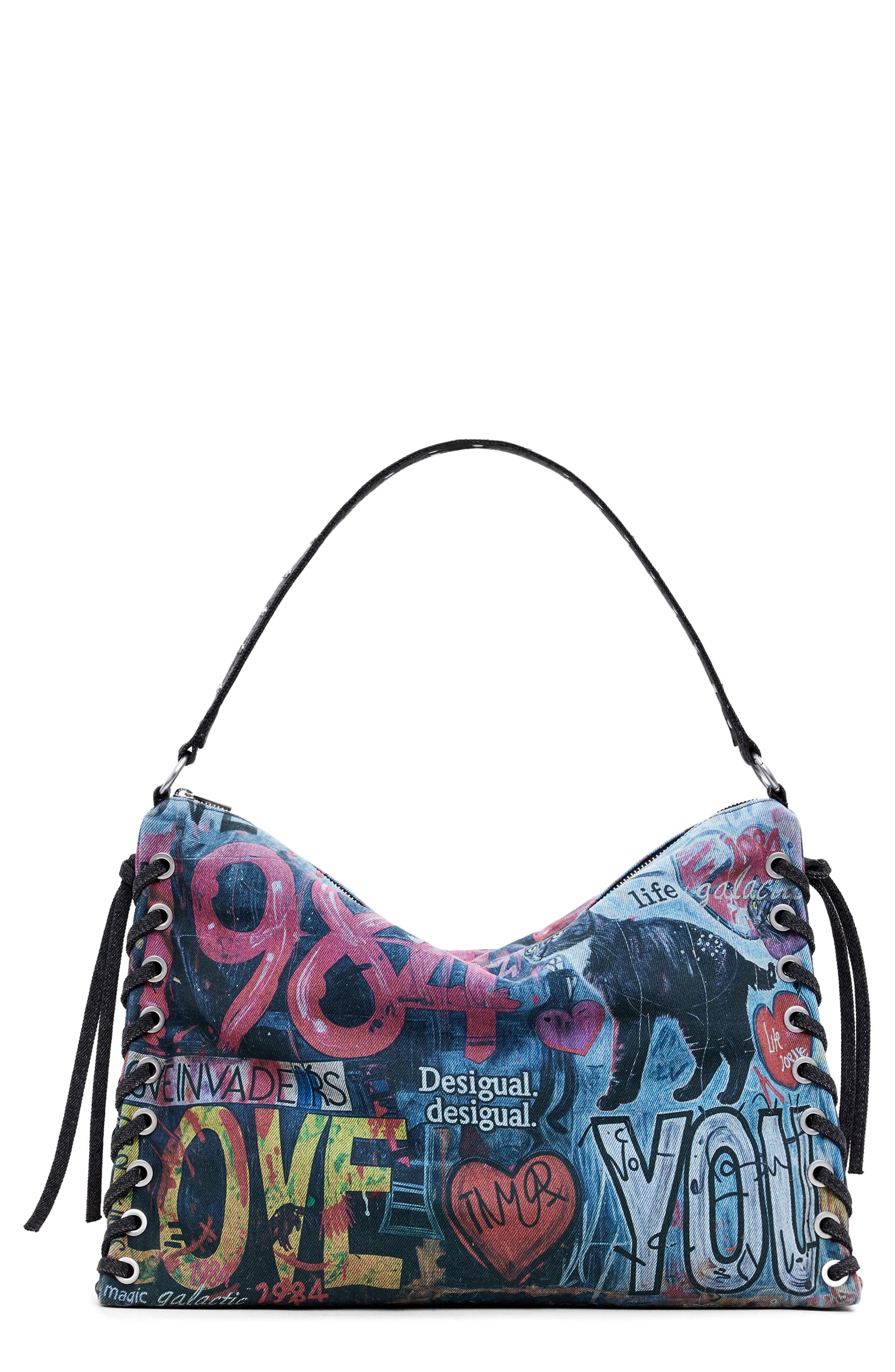 Desigual Denim Shoulder Bag, Main, color, 