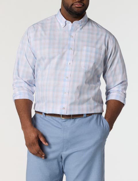 Big & Tall Heather Plaid Tech Sport Shirt