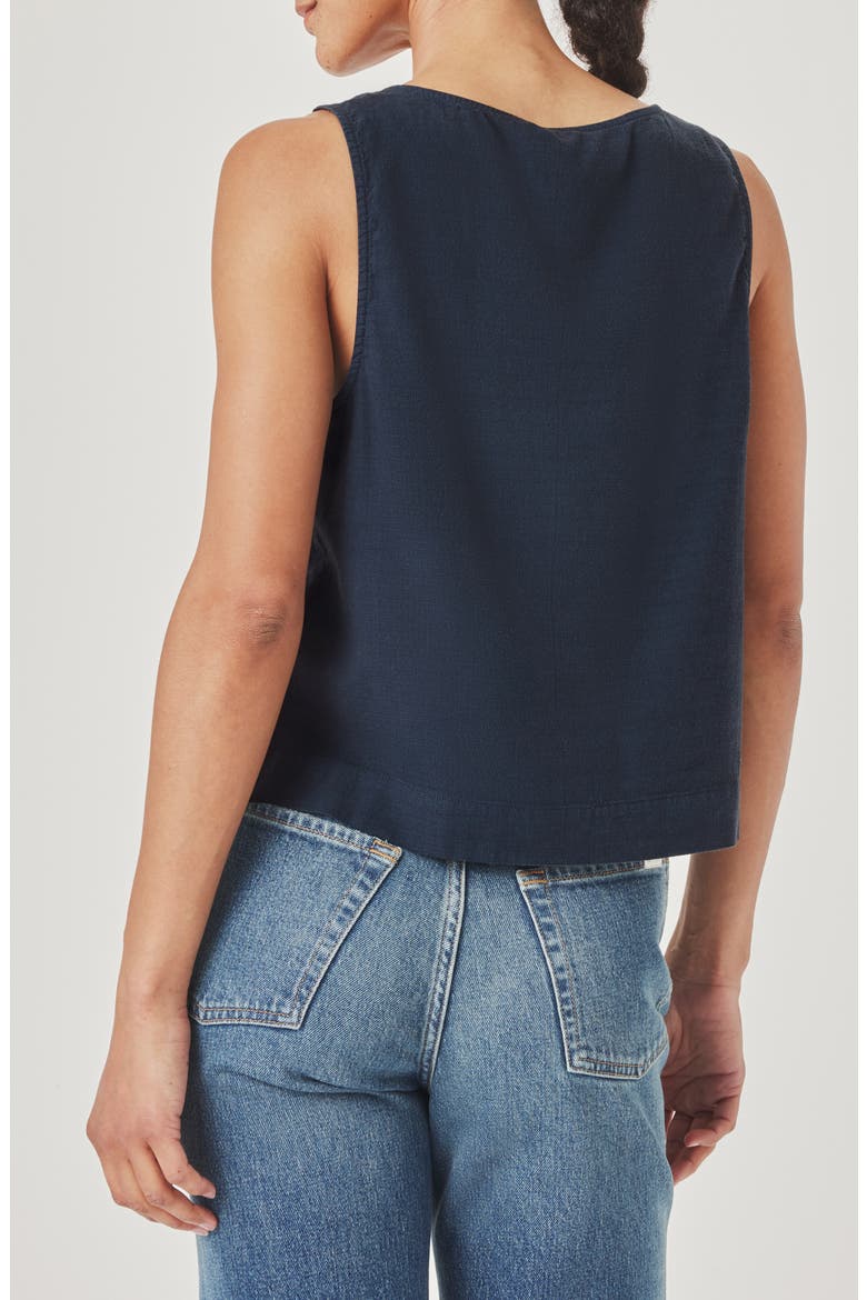 Adele Linen Blend Vest, Alternate, color, NAVY BLUE