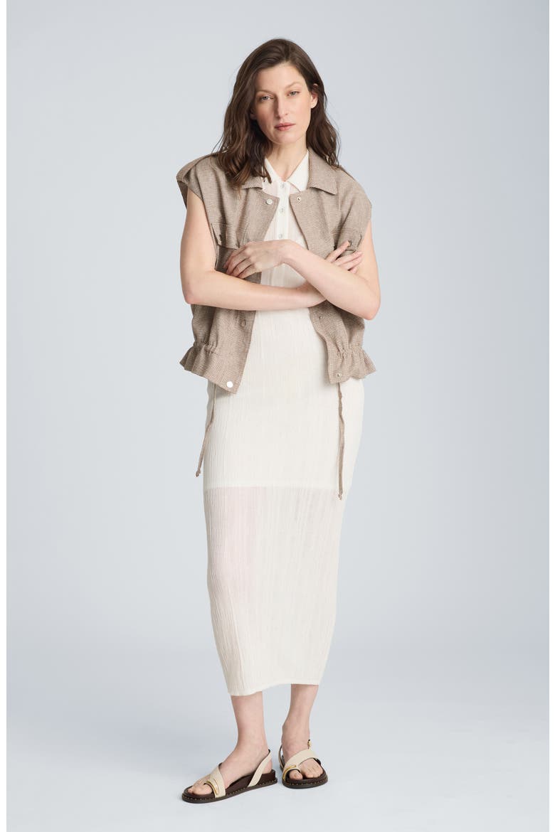 Variga Crinkle Georgette Midi Dress, Alternate, color, PURE WHITE