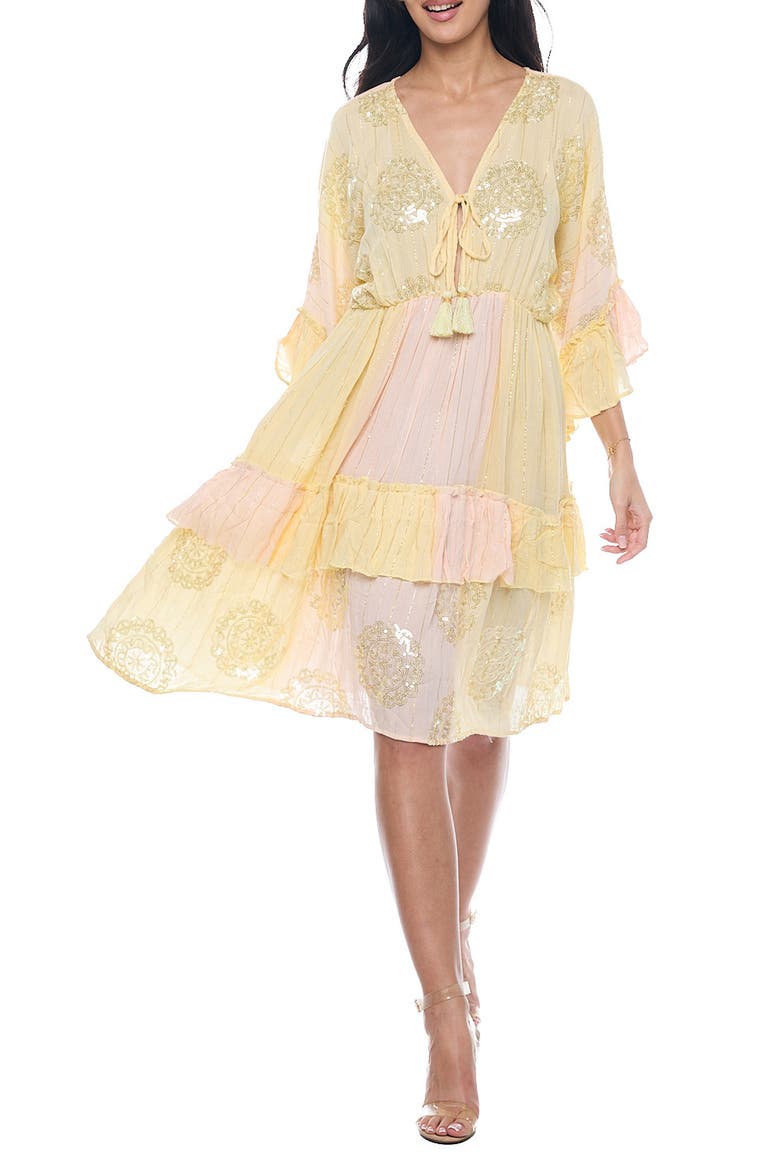 Bell Sleeve Minidress, Main, color, YELLOW
