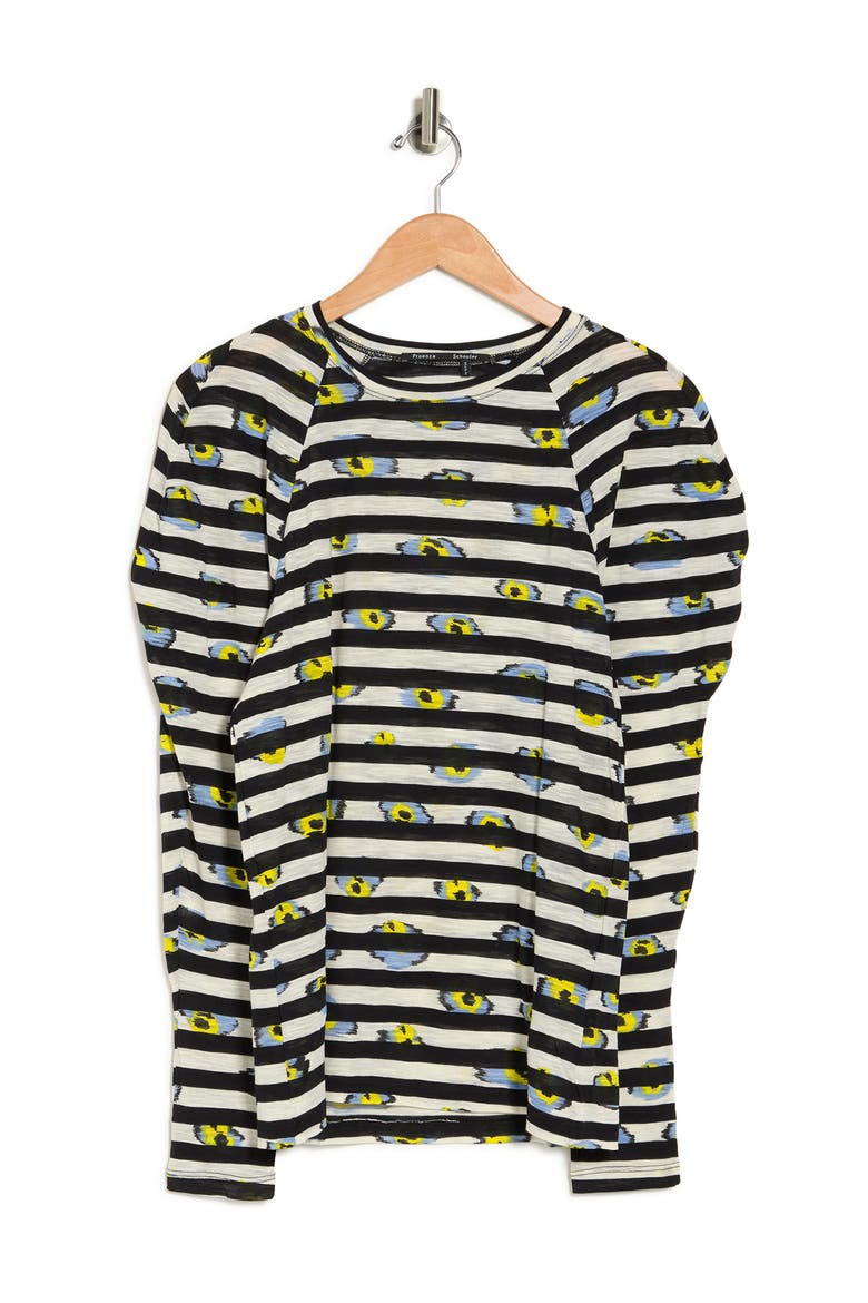 Mutton Sleeve Tissue Jersey Top, Alternate, color, BLUE/ YELLOW IKAT FLOWER