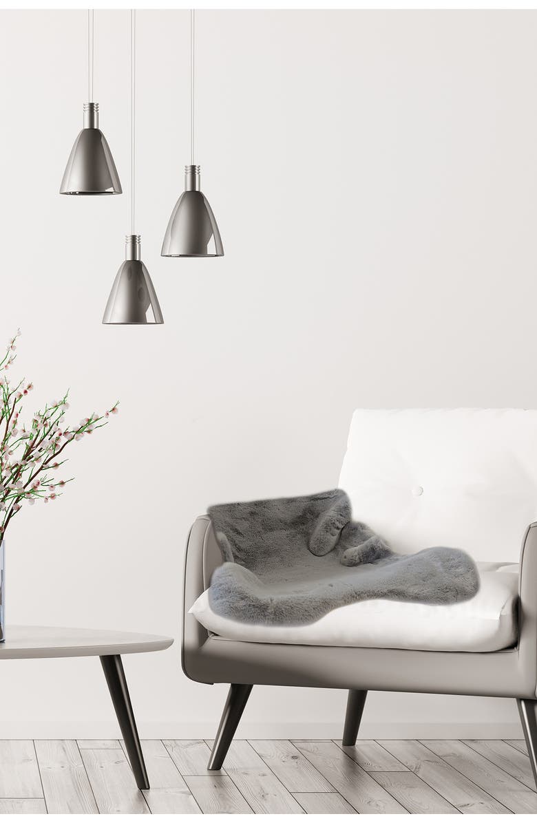 LUXE Faux Fur Throw 2' X 3' - Grey, Alternate, color,