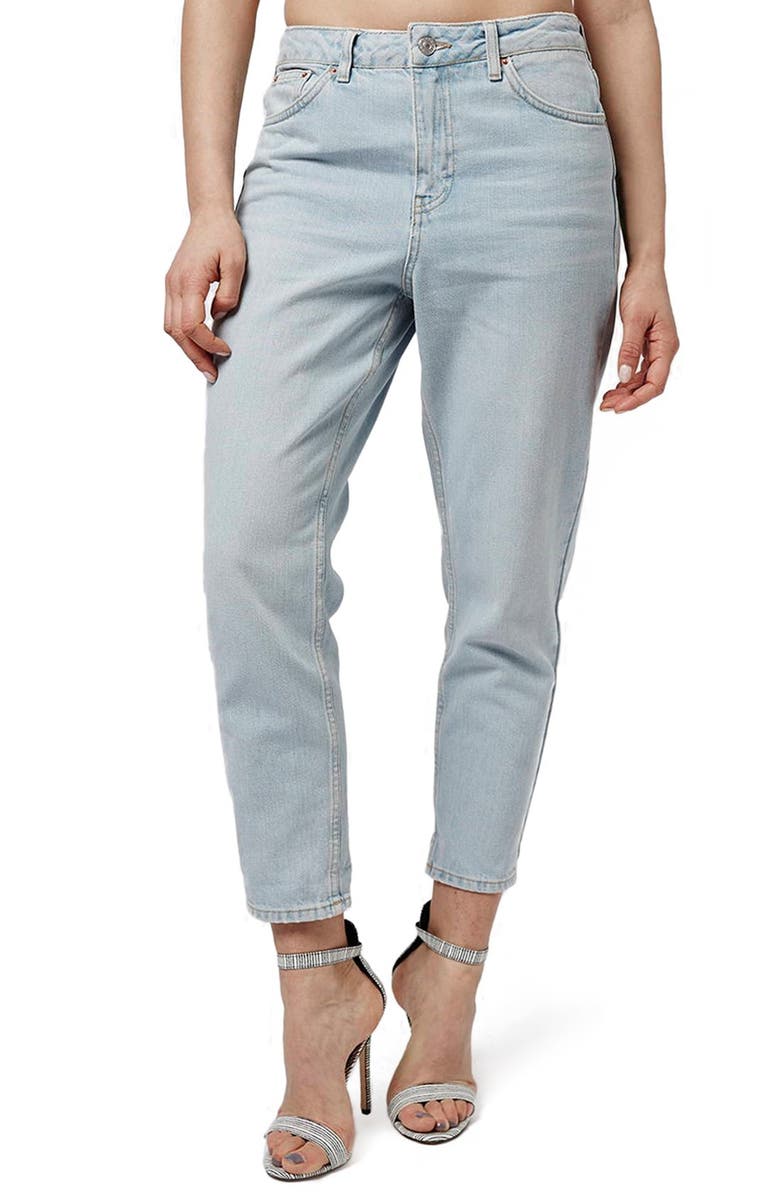 Topshop High Rise Sun Bleach Ankle Jeans, Main, color,