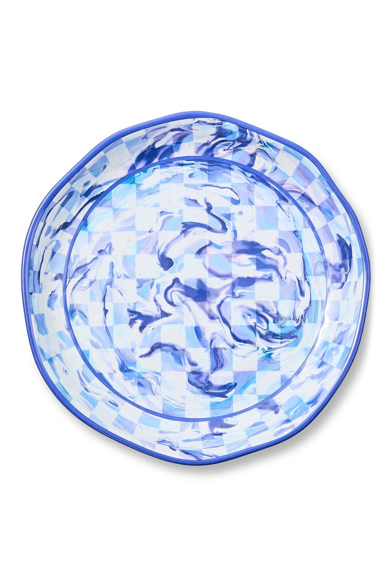 Blue Marble Check Large Melamine Platter, Alternate, color, BLUE