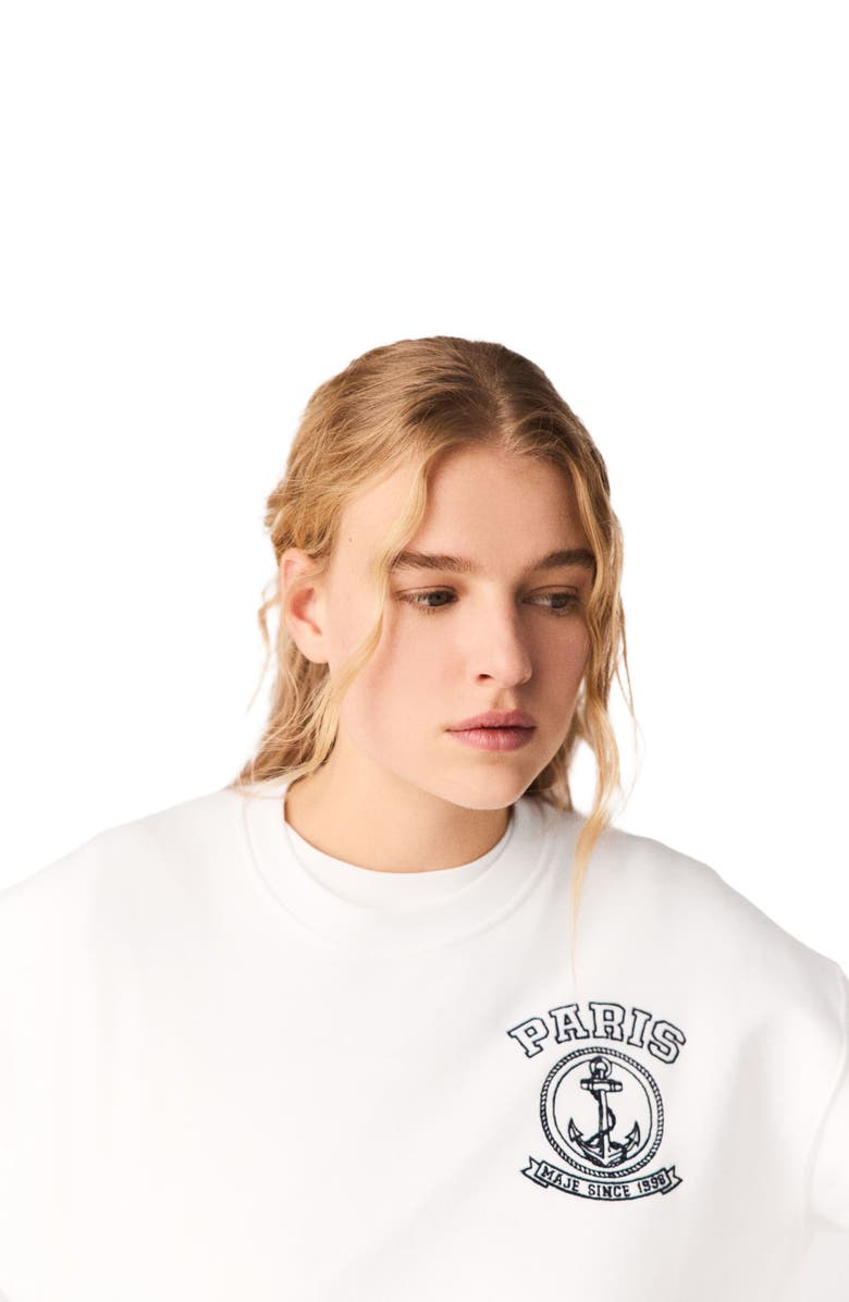 maje Sailor print sweatshirt, Alternate, color, White