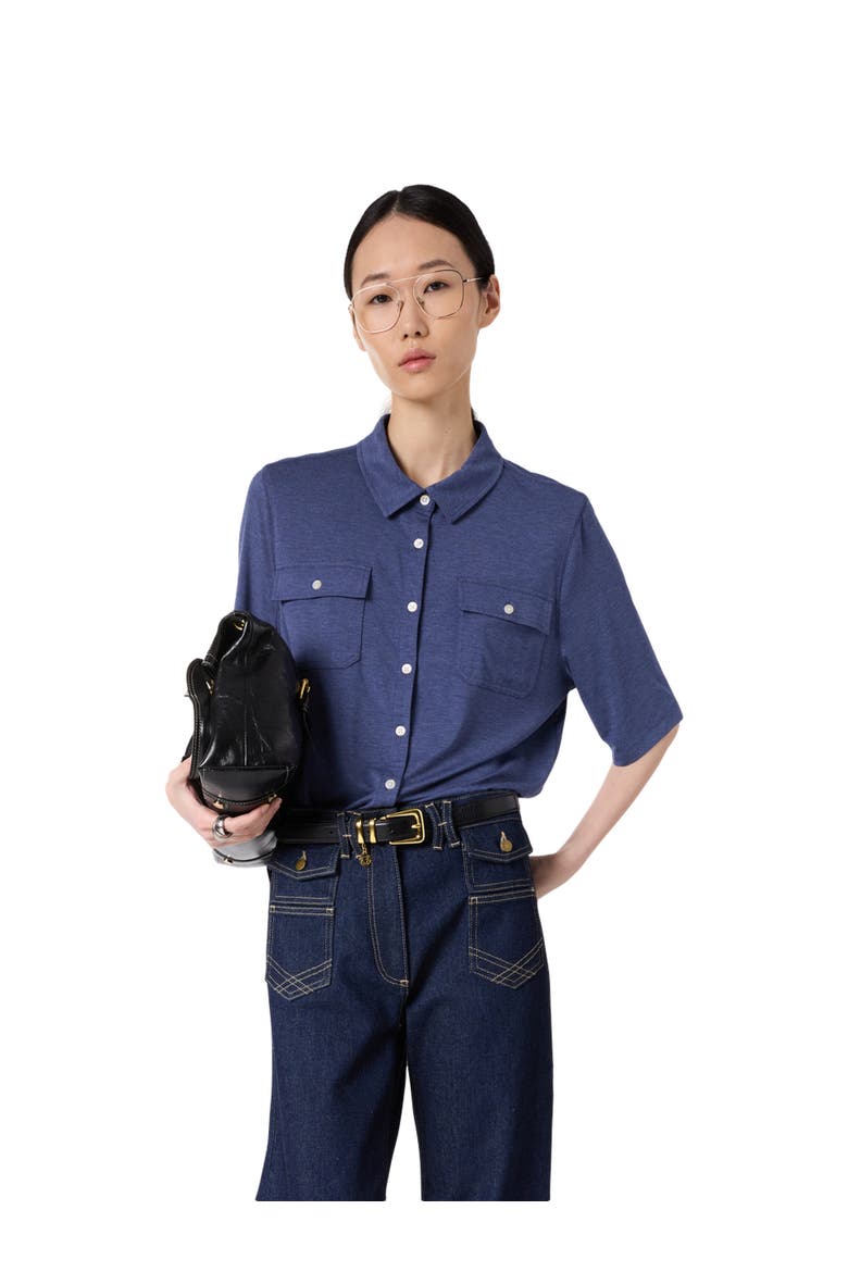 Myla Polo Collar Shirt, Main, color, Indigo