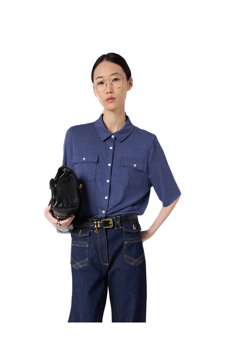 GERARD DAREL Myla Polo Collar Shirt, Main, color, Indigo